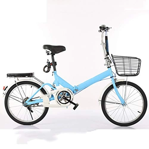Folding Bike : Bicycle Folding Bicycle 20 Inch Student Adult Men And Women Variable Speed Car Ultra Light Portable Bicycle foldable bicycle (Color : Blue, Size : 20inch)