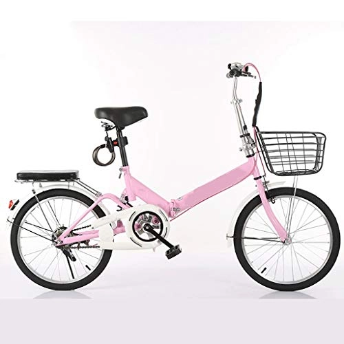 Folding Bike : Bicycle Folding Bicycle 20 Inch Student Adult Men And Women Variable Speed Car Ultra Light Portable Bicycle foldable bicycle (Color : Pink, Size : 20inch)