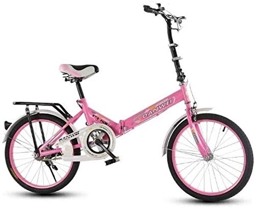 Folding Bike : Bicycle Folding Bicycle Adult 20 Inch Ultra Light Portable Small Kid Students Commuter Style Mountain Bike City Bike Shopper (Color : Pink)