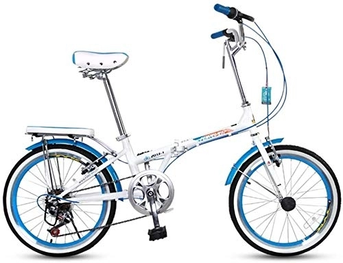 Folding Bike : Bicycle Folding Bicycle Adult Men And Women Ultra Light Road Bike Portable City Bike Manned Bicycle Shock-absorbing Students (Color : Blue)