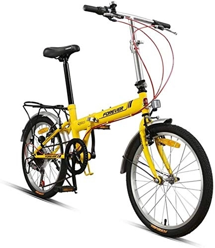 Folding Bike : Bicycle Folding Bicycle Adult Men And Women Ultra Light Road Bike Portable City Bike Manned Mini (Color : Yellow)