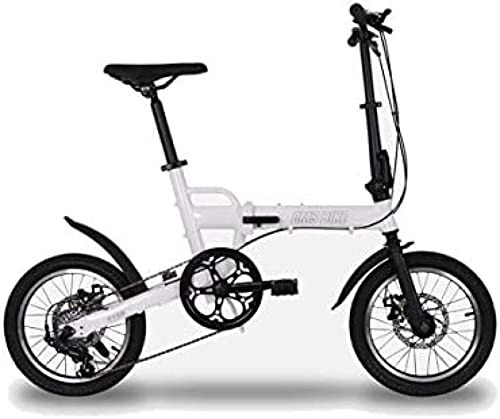 Folding Bike : Bicycle Folding Bicycle Aluminum Alloy Ultra Light Folding Bicycle 16 Inch Speed Folding Bicycle, White, GQYYS