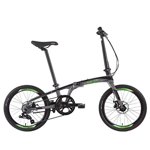 Folding Bike : Bicycle Folding Bicycle Fashion Commute 8-speed Shift Aluminum Alloy Frame 20-inch Wheel Diameter 10 Seconds Folding Double Disc Brake Men's bicycle (Color : Black)