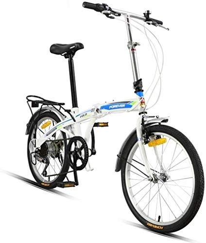 Folding Bike : Bicycle Folding Bicycle Variable Speed Bicycle Adult Men and Women Ultra Light Road Bike Portable City Bike Manned Mini Bicycle Shock-absorbing (Color : White blue)