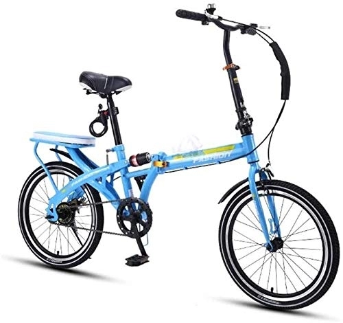 Folding Bike : Bicycle Folding Bike 20 Inch Bike Shock Absorb Vehicle Male Female Bicycle Bicycle Adult Bicycle (Color : Blue)