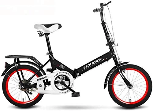 Folding Bike : Bicycle Folding Bike for Adult Bicycle Student Bicycle Ultralight Carbon Steel 16 Inch Kids Bicycle (Color : Black) Bicicletas de carretera