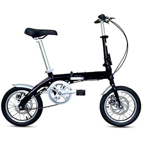 Folding Bike : Bicycle Folding Bike for Adults Men And Women, 14 Inches Wheels Single Speed Lightweight Cycling Student Girls Boys Kids Urban Commuter Ladies, Rear Carry Rack, Black, 14 Inch