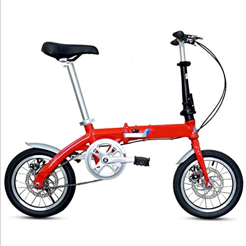 Folding Bike : Bicycle Folding Bike for Adults Men And Women, 14 Inches Wheels Single Speed Lightweight Cycling Student Girls Boys Kids Urban Commuter Ladies, Rear Carry Rack, Red, 14 Inch