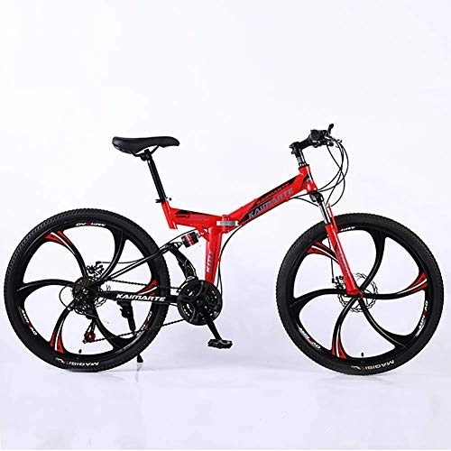 Folding Bike : Bicycle Folding Bike Outroad Mountain Bike 26in 27 Speed High Carbon Steel Shock Absorption Frame with Disc Brakes and Suspension Fork Sports Leisure Men and Women
