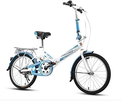 Folding Bike : Bicycle Folding Bike Road Adults Folding Mini Ultralight Bicycle Shopper Bicycle Students Bike 20 Inch (Color : Blue)