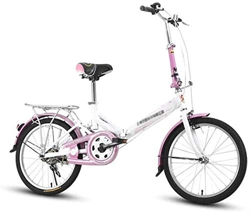 Folding Bike : Bicycle Folding Bike Road Bike Adults Folding Bikes Mini Ultralight Bicycle Shopper Bicycle Students Bike 20 Inch (Color : Pink 2)