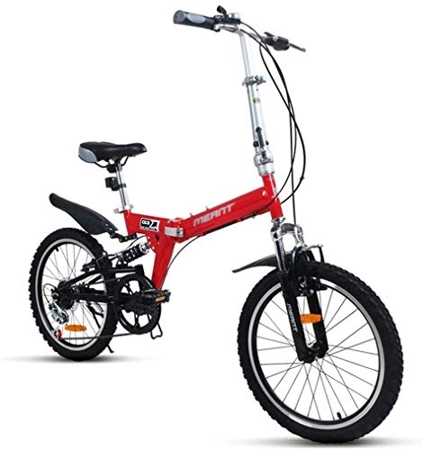 Folding Bike : Bicycle Folding Bike Variable Speed ​​Mountain Bike For Adult For Kids Road Bike For Students Pedal Bicycles for Men And Women (Color : Red, Size : 20inch)