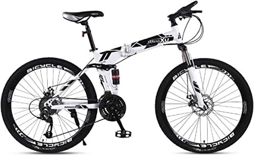 Folding Bike : Bicycle, Mountain Bike Child Bicycles 21 / 24 / 27 Speed Steel Frame 27.5 Inches 3-Spoke Wheels Dual Suspension Folding Bike, Black, 24speed
