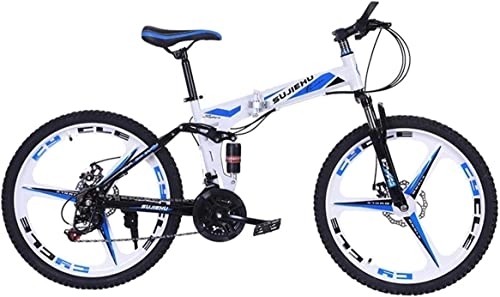 Folding Bike : Bicycle, Mountain Bike Girl Boy Bicycles 26 Inch Folding bike with Sturdy Steel 6 Spokes Integrated Wheel Premium Full Suspension and 24 Speed Gear,