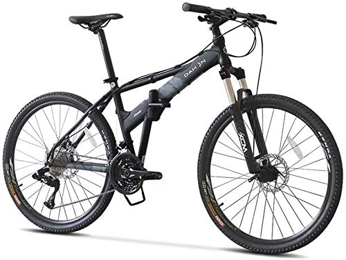 Folding Bike : Bicycle Mountain Bikes, 26 Inch 27 Speed Hardtail Mountain Bike, Folding Aluminum Frame Anti-Slip Bicycle, Kids Adult All Terrain Mountain Bike, Blue (Color : Black)