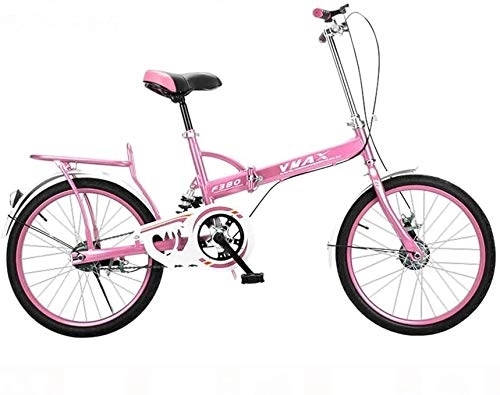 Folding Bike : Bicycle New Folding Bicycle 20 Inch Folding Bike For Adult Shock Absorption Ultralight Compact Bicycle Kid Bike Student Bicycle (Color : Pink)