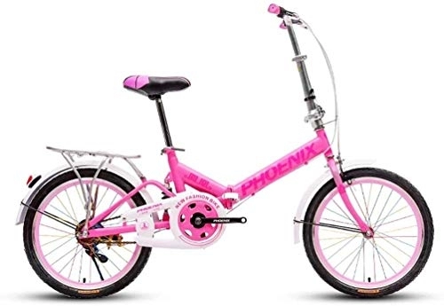 Folding Bike : Bicycle Outdoor Folding Bicycle Compact City Bike Manned Bicycle Shock-absorbing Students Bike Lightweight Commuting Bike Shopper Bicycle Lovely Bike Adult (Color : Pink)