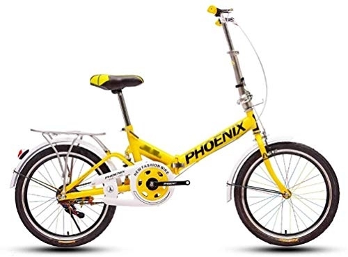 Folding Bike : Bicycle Outdoor Folding Bicycle Compact City Bike Manned Bicycle Shock-absorbing Students Bike Lightweight Commuting Bike Shopper Bicycle Lovely Bike Adult (Color : Yellow)