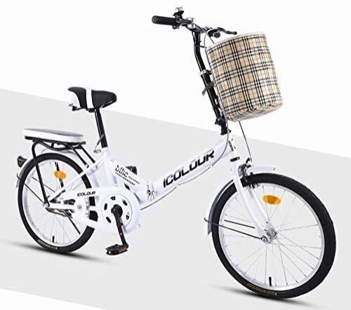 Folding Bike : Bicycle Portable Bicycle Foldable Bicycle Small And Convenient Space-saving Small Wheel Mini 16 / 20 Inch Bicycle High Carbon Steel Frame Aluminum Alloy Knife Ring V-shaped Brake (Size : 20 inches)