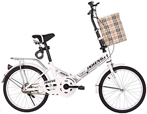Folding Bike : Bicycle Small Work Portable Adult Ladies Folding Bicycle Multi-functional Student Bicycle Girls Walking Bicycle (Color : White)