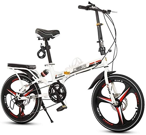 Folding Bike : Bicycles Foldable Bicycle Adult 20 Inch Men And Women Bicycle Outdoor Mountain Bike Student Road Bike Suitable (Color : Wei?, Size : 20inch)