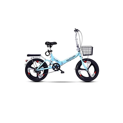 Folding Bike : Bicycles for Adults 20 Inch 6 Speed Folding Bicycle Women's Adult Ultralight Variable Speed Portable Lightweight Adult Male Bicycle (Color : Blue)