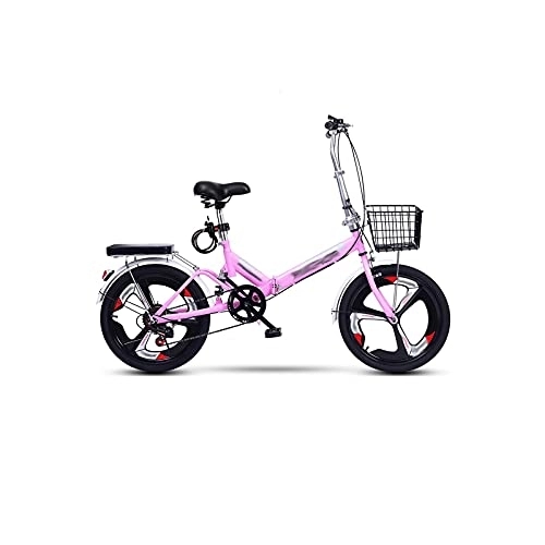 Folding Bike : Bicycles for Adults 20 Inch 6 Speed Folding Bicycle Women's Adult Ultralight Variable Speed Portable Lightweight Adult Male Bicycle (Color : Pink)