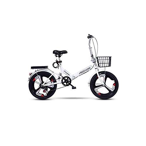 Folding Bike : Bicycles for Adults 20 Inch 6 Speed Folding Bicycle Women's Adult Ultralight Variable Speed Portable Lightweight Adult Male Bicycle (Color : White)