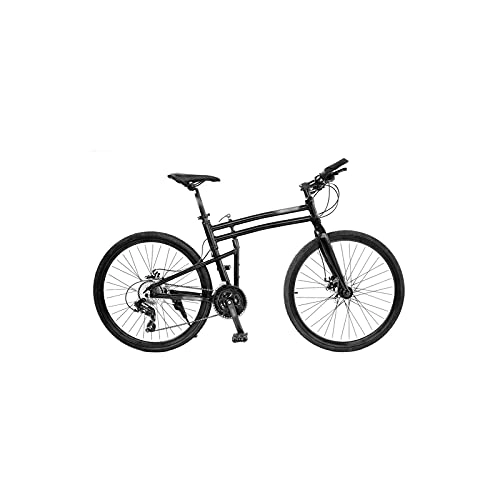 Folding Bike : Bicycles for Adults 26 Inch 27-Speed Brake Disc Folding Road Bike Ultra-Light Aluminum Alloy Flat-Handle Variable Speed Adult Male and Female (Color : Black)