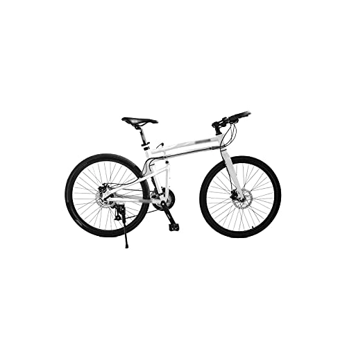 Folding Bike : Bicycles for Adults 26 Inch 27-Speed Brake Disc Folding Road Bike Ultra-Light Aluminum Alloy Flat-Handle Variable Speed Adult Male and Female (Color : White)