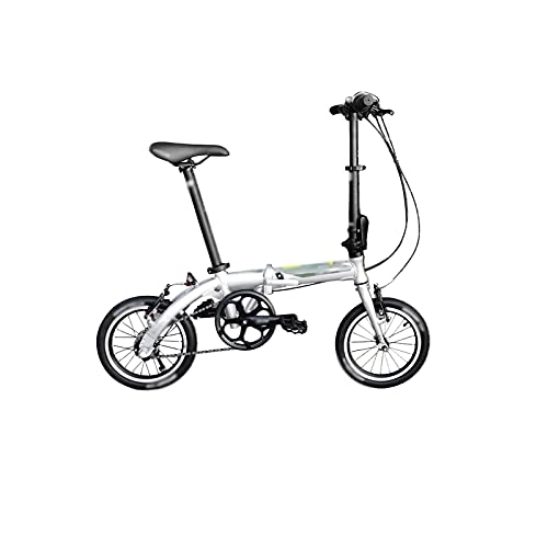 Folding Bike : Bicycles for Adults Bicycle, 14-inch Aluminum Alloy Folding Bike Ultralight Bicycle (Color : White)