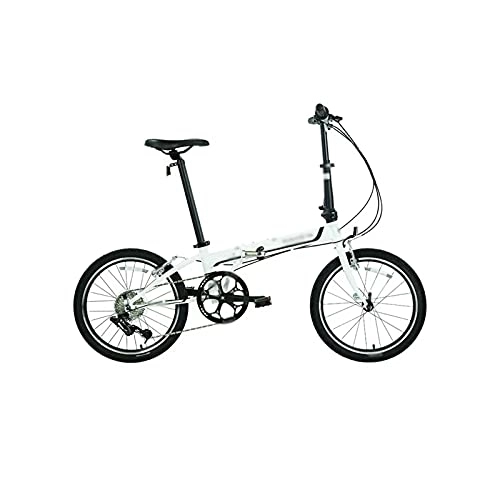 Folding Bike : Bicycles for Adults Bicycle, Folding Bicycle 8-Speed Chrome Molybdenum Steel Frame Easy Carry City Commuting Outdoor Sport (Color : White)