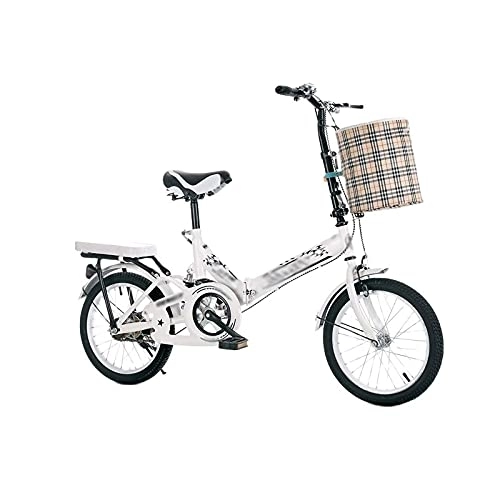 Folding Bike : Bicycles for Adults Bicycle, Folding Bike 20 Inch 16 Inch Bicycle Multifunctional Shock-Absorbing Bike Free Installation Bikes (Color : White, Size : 20inch)