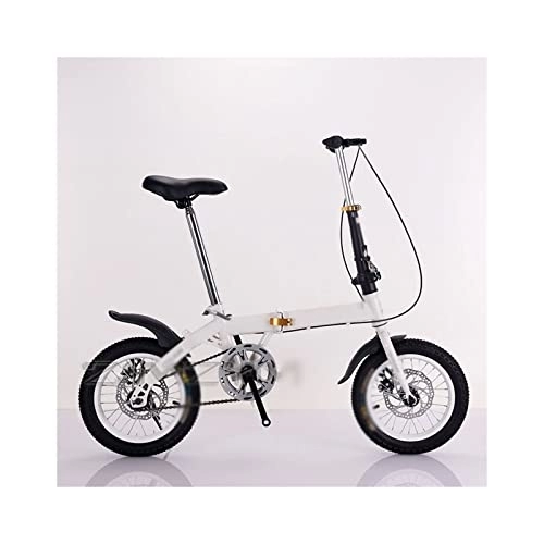 Folding Bike : Bicycles for Adults Folding Bicycle 14" for Women Portable Bike Outdoor Subway Transit Vehicles Foldable Bicicleta (Color : White)