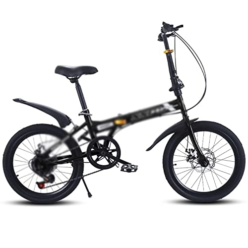Folding Bike : Bicycles for Adults Folding Bicycle 20 inches 7 Speed Disc Brake Portable Light Cycling Portable Urban Cycling Commuting Travel Sports Folding Bike (Color : Black, Size : 7_20INCH)