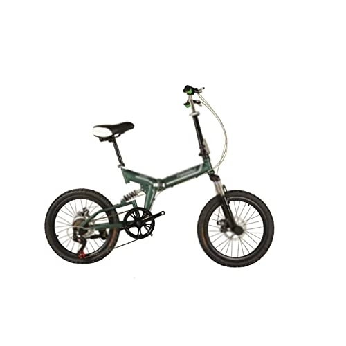 Folding Bike : Bicycles for Adults Folding Bicycle Aluminum Alloy Light Weight Portable 7 Speeds Wheel Disc Brake Fast Racing Bike Daily Commute Bike (Color : Green)