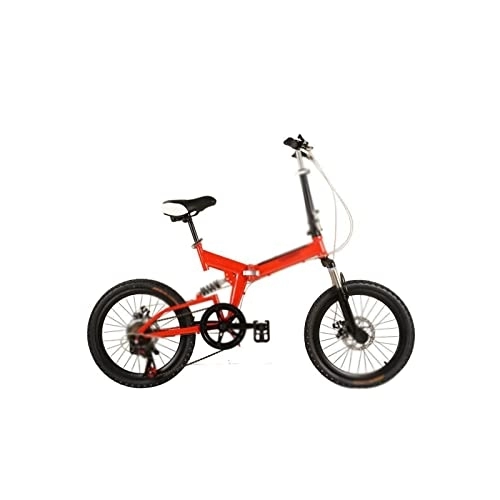 Folding Bike : Bicycles for Adults Folding Bicycle Aluminum Alloy Light Weight Portable 7 Speeds Wheel Disc Brake Fast Racing Bike Daily Commute Bike (Color : Red)