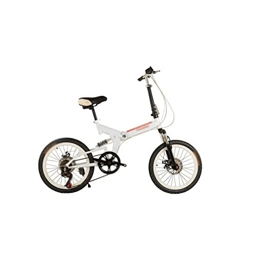 Folding Bike : Bicycles for Adults Folding Bicycle Aluminum Alloy Light Weight Portable 7 Speeds Wheel Disc Brake Fast Racing Bike Daily Commute Bike (Color : White)
