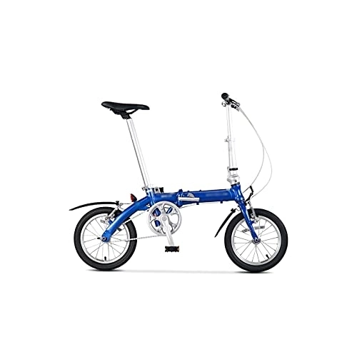Folding Bike : Bicycles for Adults Folding Bicycle Bike Aluminum Alloy Frame 14 Inch Single Speed Super Light Carrying City Commuter Mini (Color : Blue)