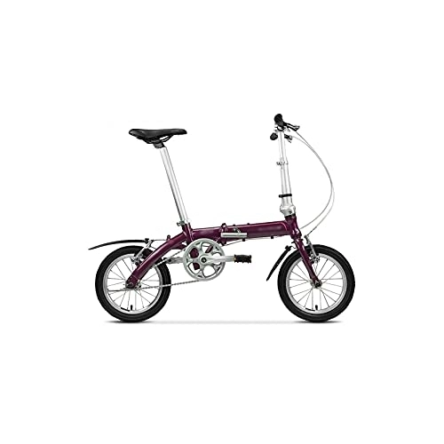 Folding Bike : Bicycles for Adults Folding Bicycle Bike Aluminum Alloy Frame 14 Inch Single Speed Super Light Carrying City Commuter Mini (Color : Purple)