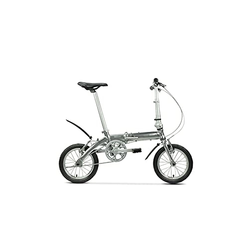 Folding Bike : Bicycles for Adults Folding Bicycle Bike Aluminum Alloy Frame 14 Inch Single Speed Super Light Carrying City Commuter Mini (Color : Silver)