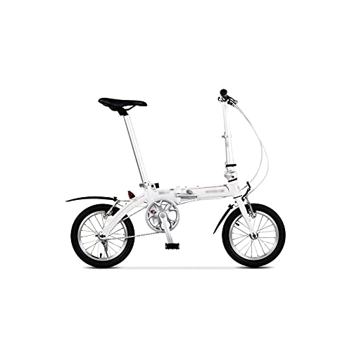 Folding Bike : Bicycles for Adults Folding Bicycle Bike Aluminum Alloy Frame 14 Inch Single Speed Super Light Carrying City Commuter Mini (Color : White)