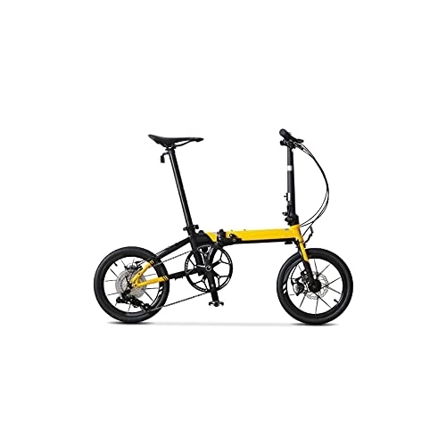 Folding Bike : Bicycles for Adults Folding Bicycle Bike Aluminum Alloy Frame Speed Disc Brake Inner Wiring Portable Light Cycling (Color : Yellow)
