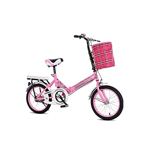 Folding Bike : Bicycles for Adults Folding Bike Multifunctional Shock-Absorbing Bike Free Installation Adult Bicycle for Womens and (Color : Pink, Size : 16inches)