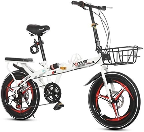 Folding Bike : Bicycles Kids Folding Bike Outdoor Motorhome Student Speed ​​Mountain Bike Outdoor Racing Buggy 16 Inch 20 Inch Shift Disc Brake Bicycle (Color : Wei?, Size : 20inches)