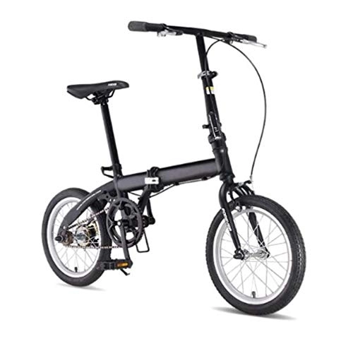 Folding Bike : Bidetu Adult Folding Bicycle Lightweight Unisex Men City Bike 15-inch Wheels Aluminium Frame Ladies Shopper Bike With Adjustable Handlebar & Seat, single-speed, v Type Brakes / Black