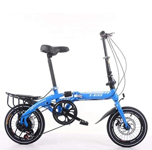 Folding Bike : Bidetu Folding Bike Unisex Alloy City Bicycle 16" With Adjustable Handlebar & Seat Single-speed, comfort Saddle Lightweight For Adults Men Women Teens Ladies Shopper / blue