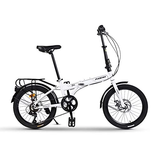 Folding Bike : Bike 20-inch Folding 7-speed Cycling Commuter Foldable Bicycle Variable Speed Portable Double Disc Brake Lightweight City Bicycles Adult Student Children White, Black, Orange, Red