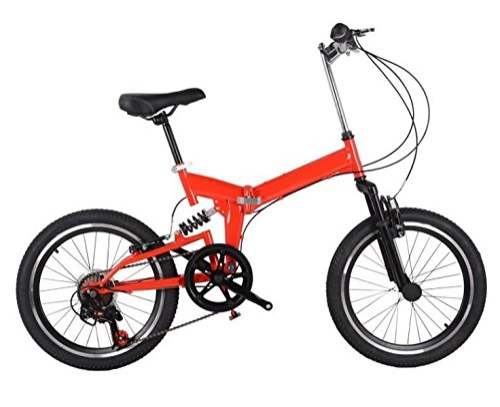 Folding Bike : Bike 20-inch Shock Reduction Mountain Biking Student Adult Bike Outdoor Bike, Red-20in