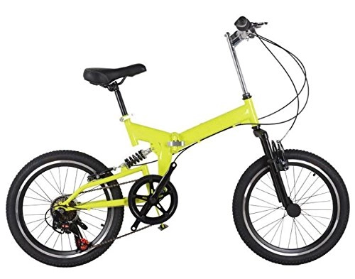 Folding Bike : Bike 20-inch Shock Reduction Mountain Biking Student Adult Bike Outdoor Bike, Yellow-20in